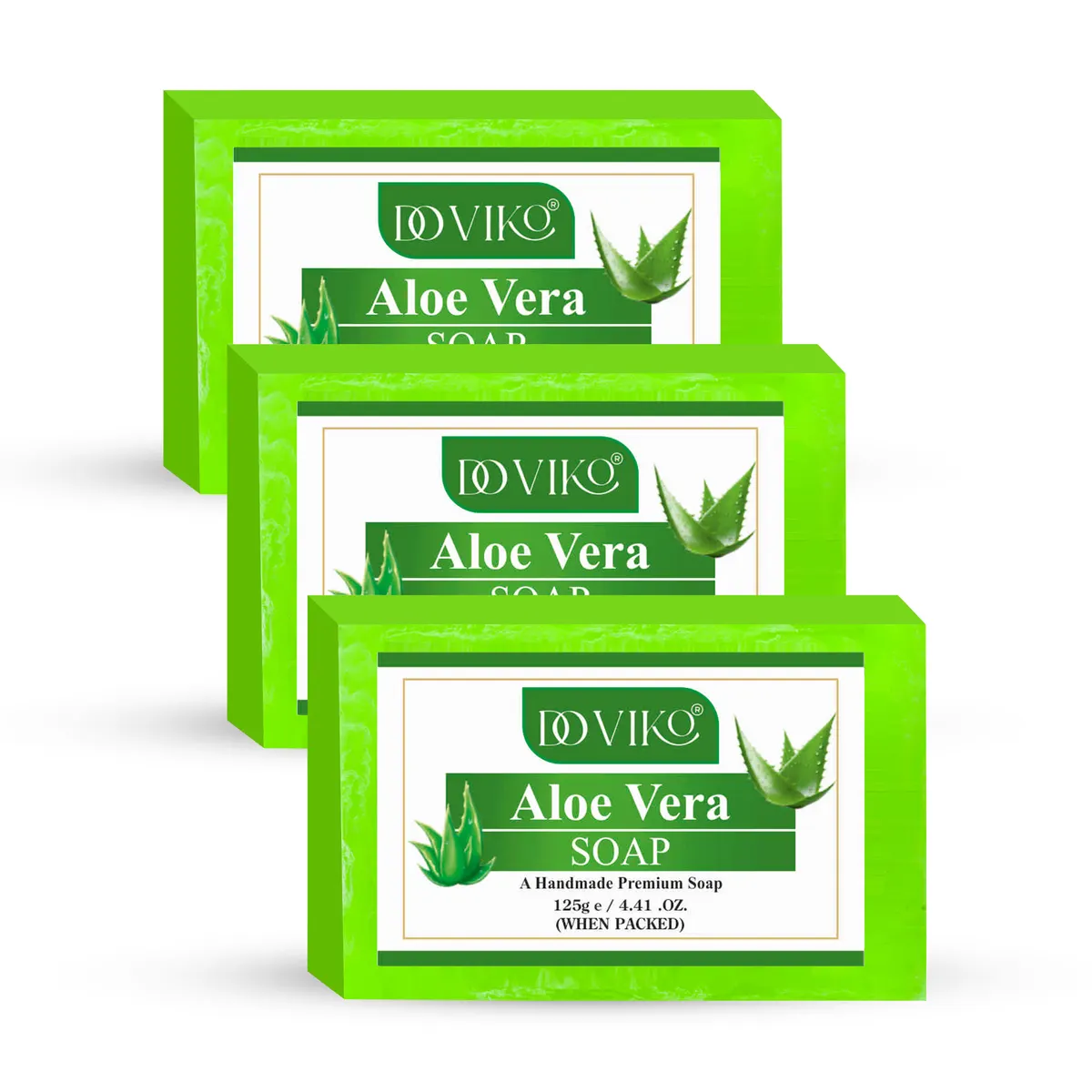Doviko Aloe Vera Soap for Deep Hydration - Pack of 3x125g