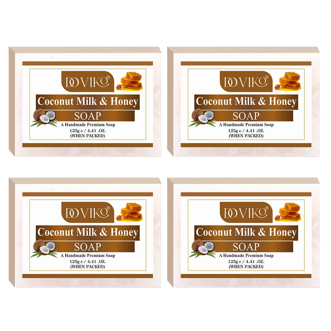 Doviko Organic Coconut Milk & Honey Soap - Pack of 4 (500 g)