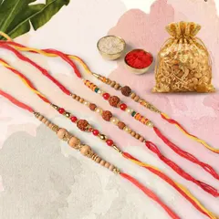 Auspicious Rudraksha & Chandan Rakhi Set with Dry Fruits