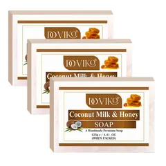 Doviko Pure Coconut Milk & Honey Soap - Pack of 3 (375 g)