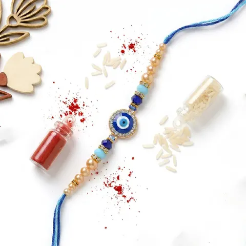 Royal Blue Evil Eye Rakhi alternate view