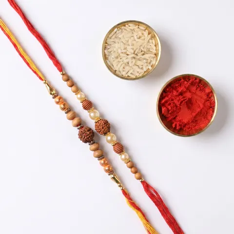 Swarna Bandhan Rudraksha Rakhi for Brother - Set of 2 alternate view