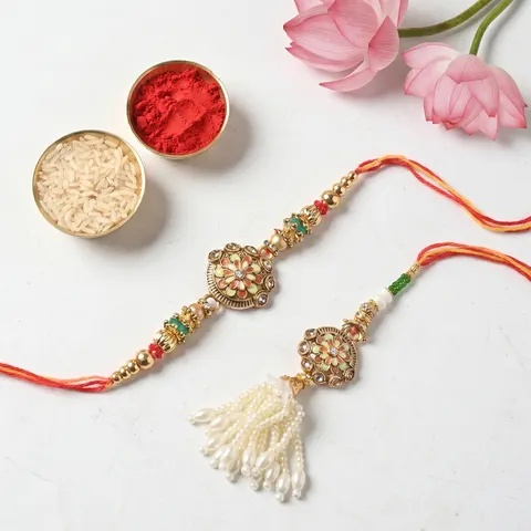 Meenakari Bhaiya Bhabhi Rakhi Set alternate view