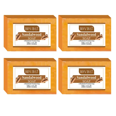 Doviko Pure Sandalwood Soap - Handmade & Natural - Pack of 4