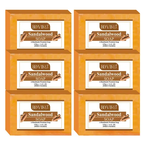 Doviko Pure Sandalwood Soap - Handmade & Natural - Pack of 6 (750 gm)