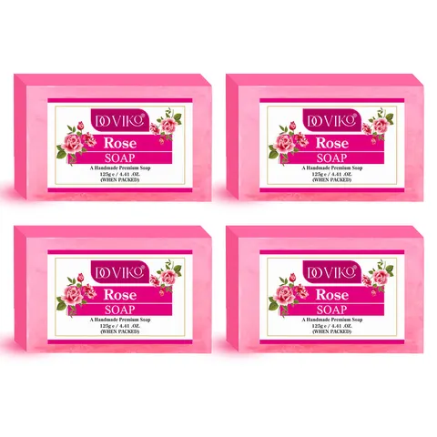 Doviko Rose Soap - Handmade, Natural & Pure Soap - Pack of 4 (500 gm)