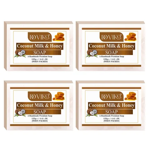 Doviko Organic Coconut Milk & Honey Soap - Pack of 4 (500 g)
