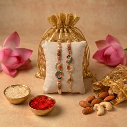 Peacock Rakhi Set for Bhaiya Bhabhi