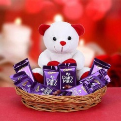 Dairy Milk Chocolates & Teddy Basket