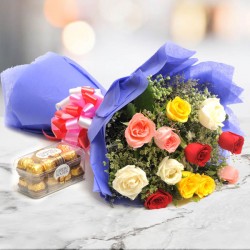 12 Mixed Roses & Ferraro Rocher