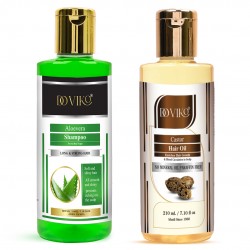 Doviko Aloe Vera Shampoo and Castor Hair Oil - Pack of 2 (420ML)