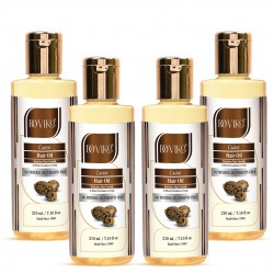 Doviko Cold Pressed Castor Hair Oil (Arandi Oil) for Hair, Skin & Nails - Pack of 4 (840ML)