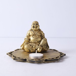 Laughing Budda in a Wooden Tray