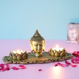 Buddha God Head with T light holders