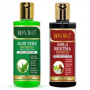 Doviko Natural Aloe Vera And Amla Reetha Shampoo - Pack of 2 (420ML) - Front