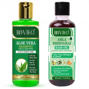 Doviko Aloe Vera Shampoo And Amla Bhringraj Oil - Pack of 2 (420ML) - Front