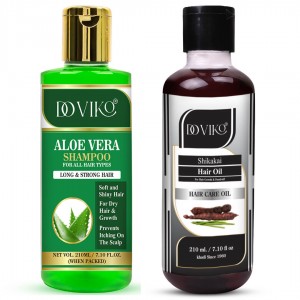 Doviko Aloe Vera Shampoo and Shikakai Hair Oil - Pack of 2 (420ML) - Front