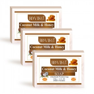 Doviko Coconut Milk & Honey Soap - Front - Pack of 3 (375gm)