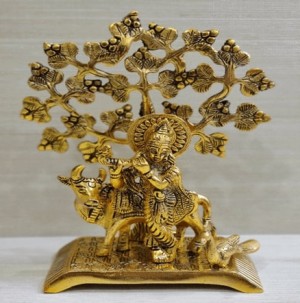 Lord Krishna Idol with Flute Under Tree