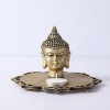 Buddha Head Idol With Decorative Wooden Base and T light