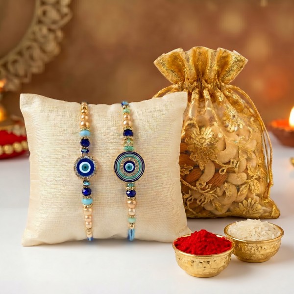Evil Eey Rakhis with Dry Fruits - Set of 2 - Main