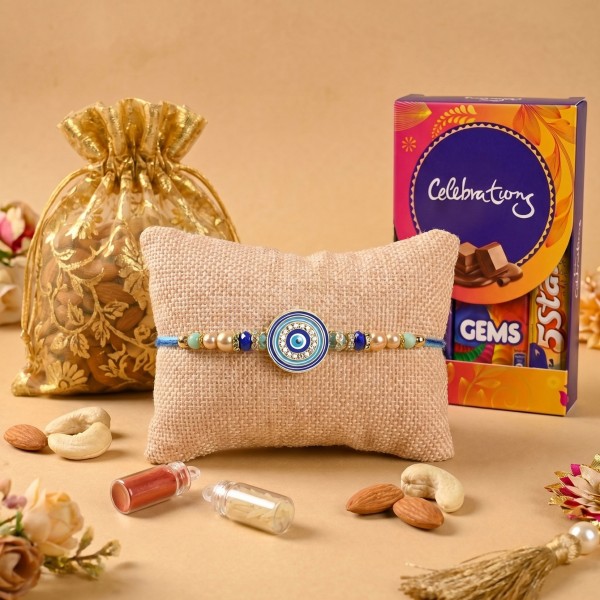Evil Eye Rakhi with Dry Fruits & Chocolates - Main