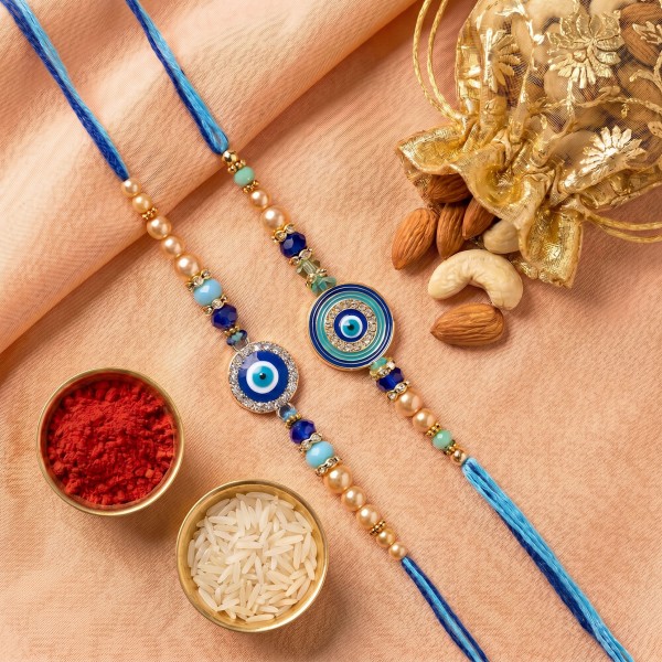 Evil Eey Rakhis with Dry Fruits - Set of 2 - Angle 2
