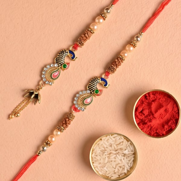 Peacock Rakhi for Bhaiya Bhabhi with Dry Fruits - Angle 4