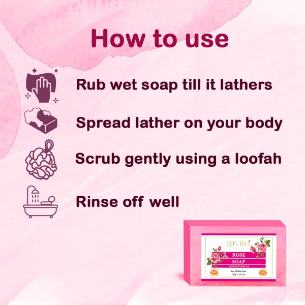 Doviko Rose Pure Soap - Use - Pack of 3 (375gm)