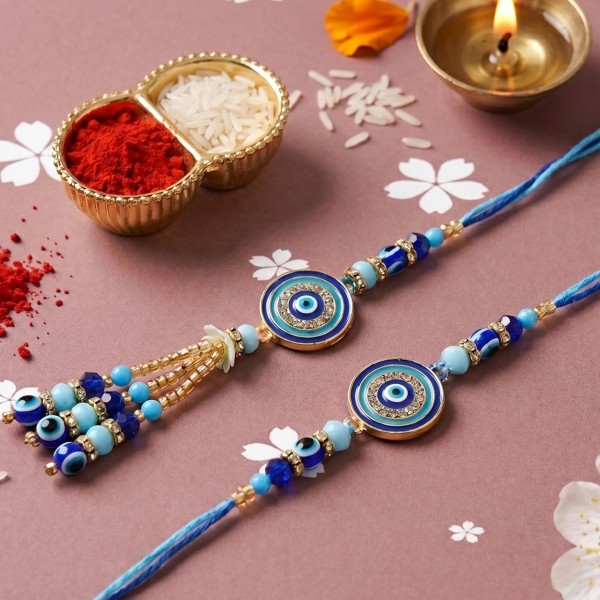 Evil Eye Bhaiya Bhabhi Rakhi Set with Dry Fruits - Angle 2