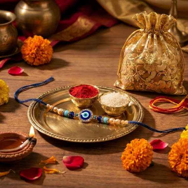 Bro Premium Evil Eye Rakhi with Mixed Dry Fruits - Angle 2