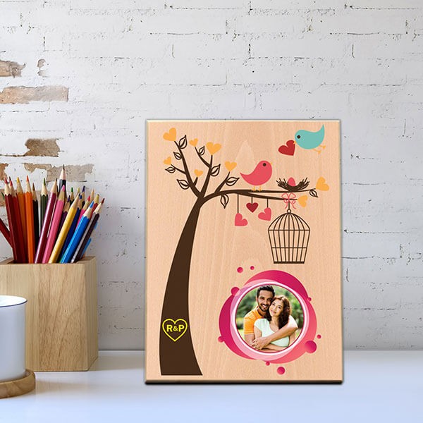 Love Birds Wooden Photo Frame