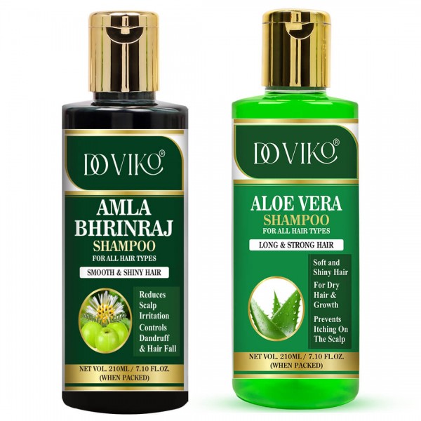 Aloe Vera & Amla Bhringraj Shampoo - Front - Pack of 2 - 210ml
