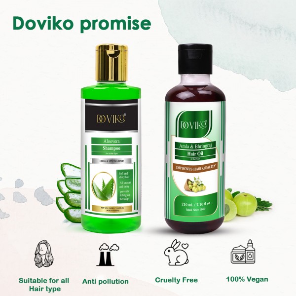 Doviko Aloe Vera Shampoo And Amla Bhringraj Oil - Pack of 2 (420ML) - Promise