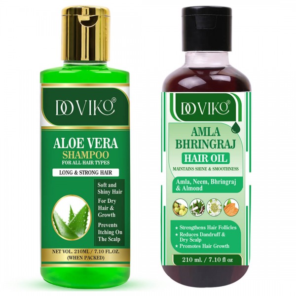 Doviko Aloe Vera Shampoo And Amla Bhringraj Oil - Pack of 2 (420ML) - Front