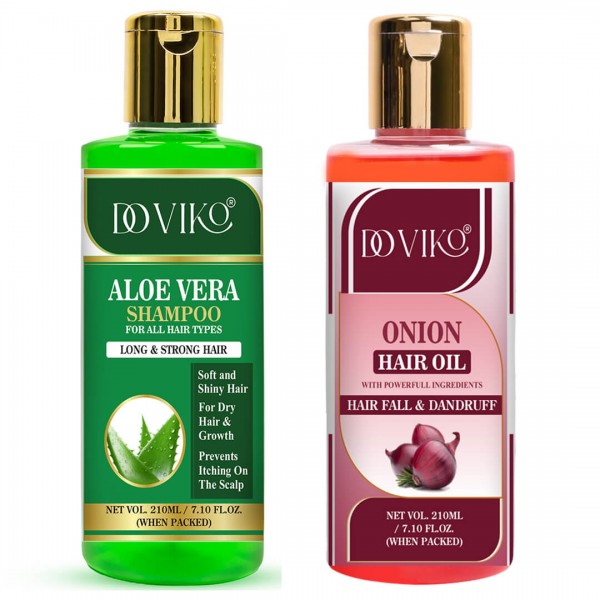 Doviko Aloe Vera Shampoo And Onion Oil - Pack of 2 (420ML) - Front