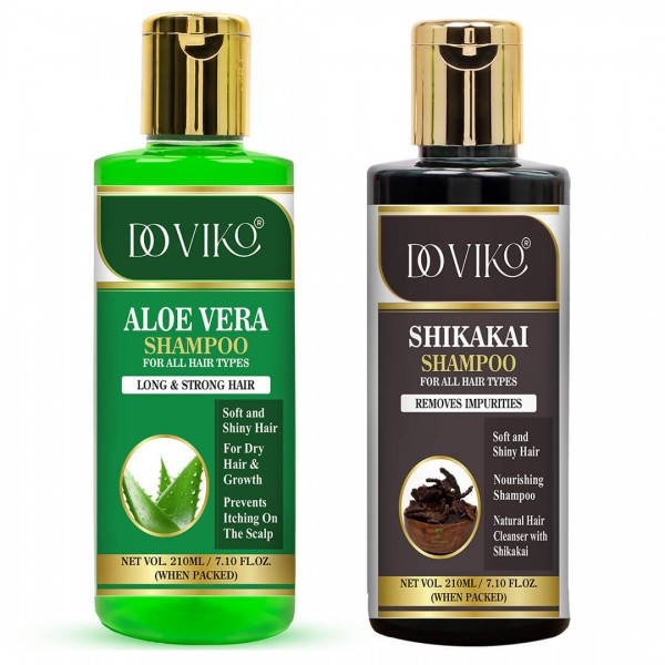 Doviko Organic Aloe Vera and Shikakai Shampoo - Front - Pack of 2