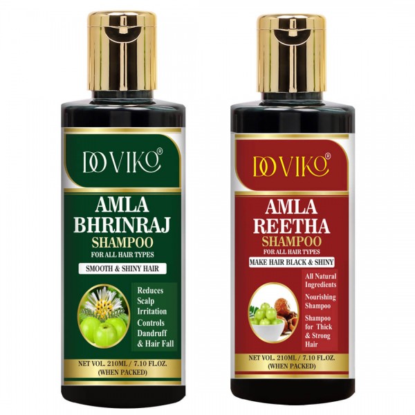 Amla Bhringraj and Amla Reetha Shampoo - Front - Pack of 2