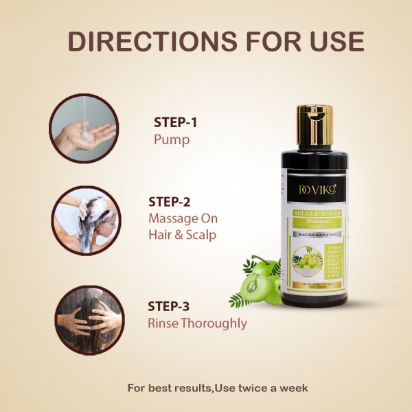 Doviko Organic Amla & Bhringraj Shampoo - Pack of 2 (420ML) - Use