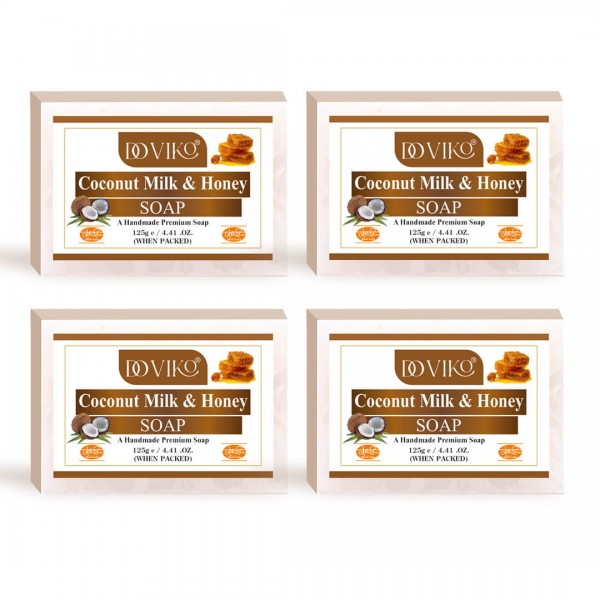 Doviko Coconut Milk & Honey Soap - Front - Pack of 4