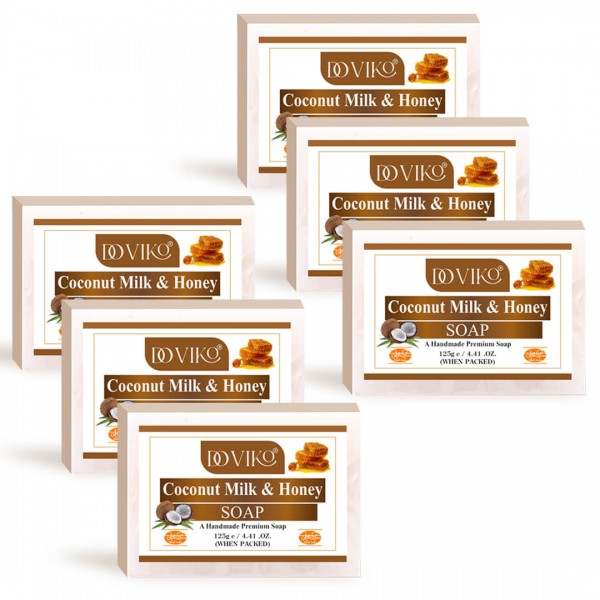 Doviko Coconut Milk & Honey Soap - Front - Pack of 6 (750gm)