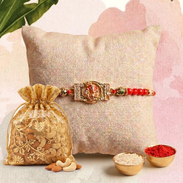 Lord Ganesha Rakhi with Dry Fruits for Bro - Main
