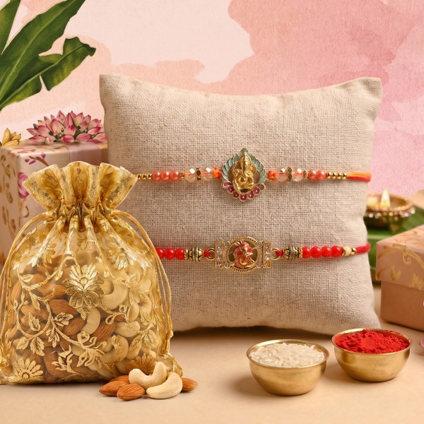 Ganesha Rakhi with Dry Fruits - Set of 2 - Main