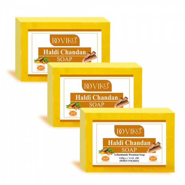 Doviko Haldi Chandan Soap - Front - Pack of 3 (375gm)