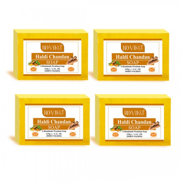 Doviko Haldi Chandan Soap - Natural & Pure - Front - Pack of 4