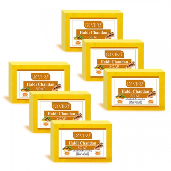 Doviko Haldi Chandan Soap - Natural & Pure Soap - Front - Pack of 6 (750gm)