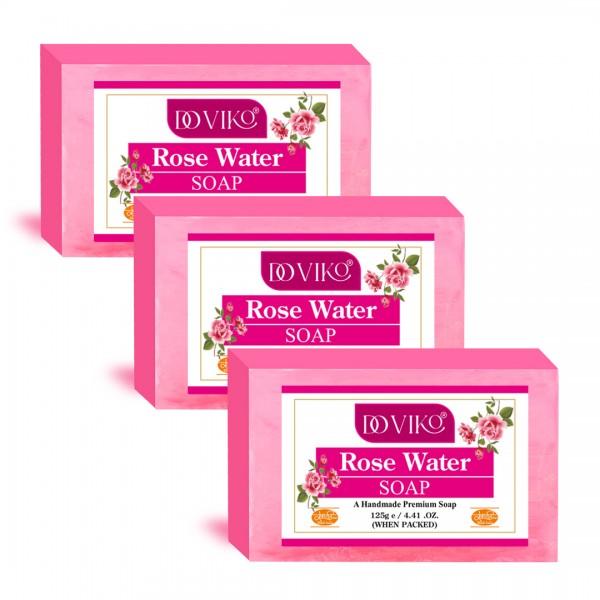 Rose Water Soap - Front - Pack of 3
