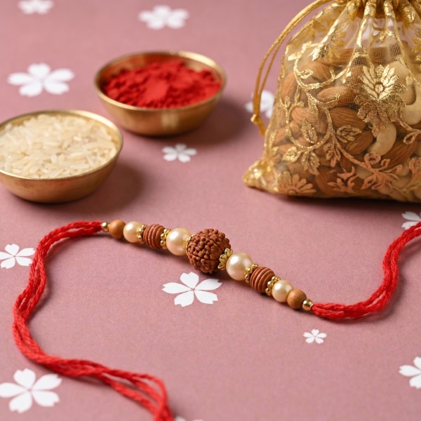 Rudraksha Rakhi with Mixed Dry Fruits - Angle 2