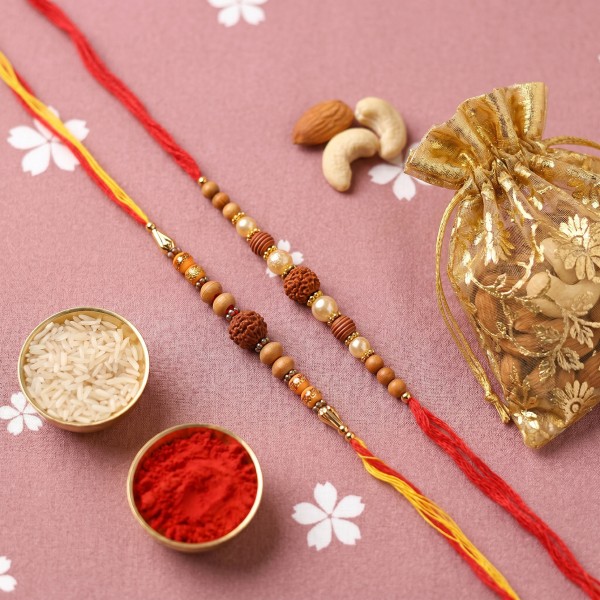 Rudraksha Rakhi with Dry Fruits - Set of 2 - Angle 2