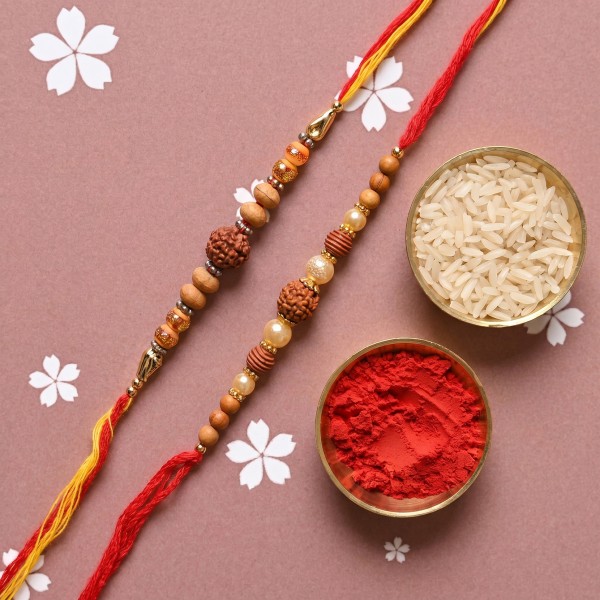 Rudraksha Rakhi with Dry Fruits - Set of 2 - Angle 3